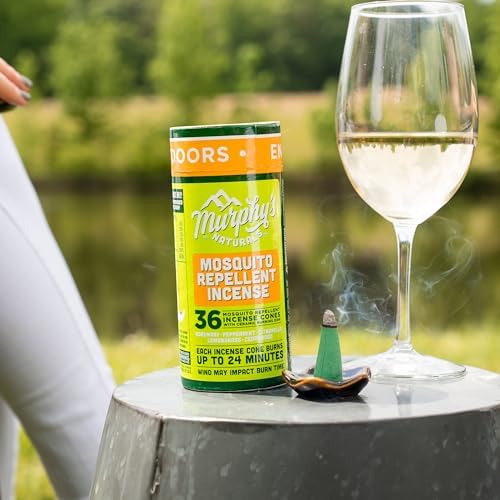 Murphy’s Naturals Mosquito Repellent Incense Cones for Outdoor Patio, DEET-Free, Plant-Based Bug Defense, 24+ Minutes Burn Time Each, 36 Count