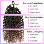 Short Mini Twist Crochet Braids for Black Women 1B/30 10 Inch Yanky Twists Crochet Hair 8 Pack Island Boho Twist Crochet Hair Pre Looped Micro Passion twist Hair Ombre Brown Braiding Hair Extension
