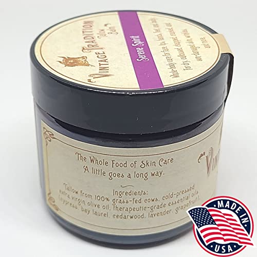 Vintage Tradition Beef Tallow All Purpose Balm – Healing, Hydrating Fragrant Forest Skin Care Salve Replaces Body Lotion, Hand Cream, More – Essential Oil, Olive Oil, and Grass-Fed Tallow, 2 fl oz.