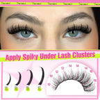 Yawamica Lash Clusters Kit with Spikes Manga Lash Extension Kit Fluffy Eyelash Clusters 10-16mm Cluster Eyelash Extensions 60D Individual Lashes 11-17mm Spiky Lashes with Bond and Seal Lash Tweezers