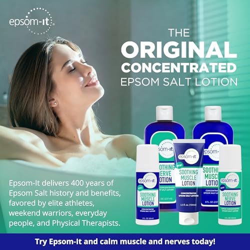 Epsom-It Soothing Muscle Lotion - Roll On Epsom Salt Lotion with Arnica for Muscle Aches and Stiffness, Knees and Tired, Achy Feet, Topical Magnesium Cream, 3oz.