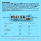 Misfits Vegan Protein Bar, High Protein, Low Sugar, Gluten Free, Plant Based Protein Bar, 12 Pack (Cookies And Cream)