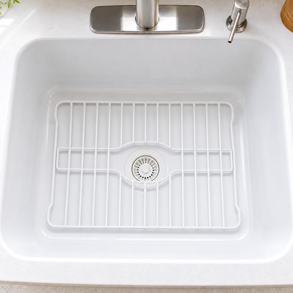 Better Houseware Sink Protectors for Kitchen Sink, Protective Metal Grid, 16x12.3x1 inches, White Kitchen Sink Mat to Shield Sink Base from Scratches, Rust-Resistant Coating, M