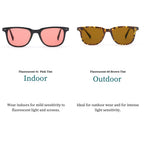 UrbanLens Indoor Fluorescent-41 Pink & Outdoor Fluorescent-60 Brown Tinted Migraine Light Sensitivity Glasses for Photophobia, Fluorescent LED Glare and Computer