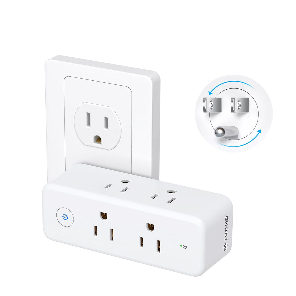 TROND Outlet Extender Surge Protector - 6 AC Outlet Splitter with 360 Rotating Plug, Multi Sockets Wall Expander with Power Switch, 1440J, 3 Way Plug Adapter for Home Bathroom Kitchen Office Dorm
