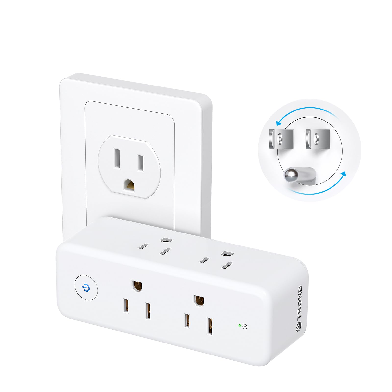 TROND Outlet Extender Surge Protector - 6 AC Outlet Splitter with 360 Rotating Plug, Multi Sockets Wall Expander with Power Switch, 1440J, 3 Way Plug Adapter for Home Bathroom Kitchen Office Dorm