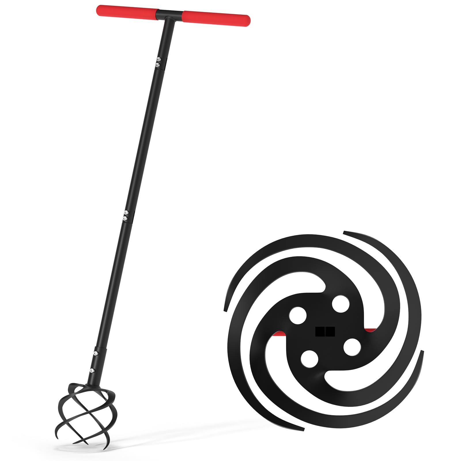 Hand Tiller Garden Tool, Twist Tiller for Gardening with Long Handle, 44.3-inch Garden Claw Hand Tool for Lawn Aerator, Hand Cultivator Tiller Tool for Garden Beds, Plant Box