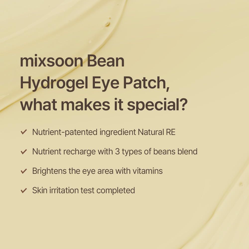 mixsoon Bean Hydrogel Eye Patch 84 g / 2.96 oz. (30 pairs) Korean Glass Skin Care Under Patch Hydrating Radiance Easy Patch fore Korean Glass SKin Care
