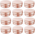 4 oz Aluminum Tin Jar with Screw Cap Refillable Container for Cosmetic, Lip Balm, Cream, Rose Gold 12 Pcs.