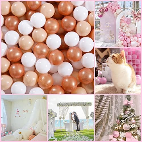 GOGOSO Ball Pit Balls for Toddler, Baby Plastic Playballs Kids Soft Pastel Pelotas Non-Toxic BPA-Free,Beige+Gold+White,100 Balls