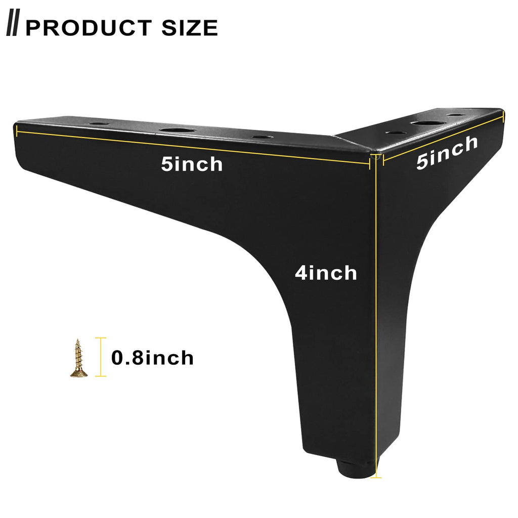 AODIOU Furniture Legs Metal Feet: Cabinet Legs 4 Inch Triangle Feet Replacement Dresser Legs Set of 4