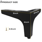 AODIOU Furniture Legs Metal Feet: Cabinet Legs 4 Inch Triangle Feet Replacement Dresser Legs Set of 4