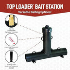 JT Eaton Top Loader® Black Plastic Bait Station with U-Shaped Bait Holder Rods, Screws, Hex Key, Poison, Tamper-Resistant
