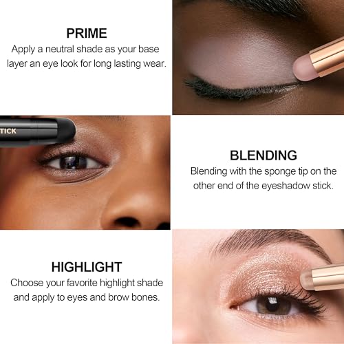FV Waterproof Eyeshadow Stick Duo,Long-Lasting Cream Eye Shadow Makeup Sets, High Pigmented Eyeshadow Pencil with Matte & Shimmer Finish, Natural Look (Vanila & Champagne)