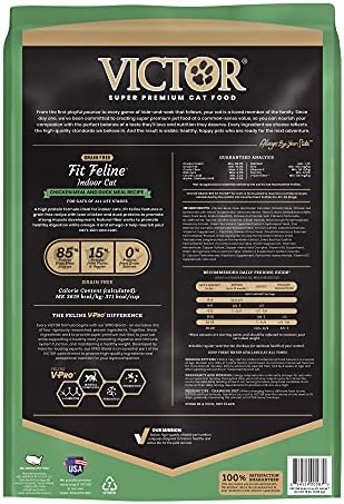 Victor Super Premium Cat Food – Grain Free Fit Feline - Dry Cat Food for Indoor Cats - for All Breeds and All Life Stages from Kitten to Adult, 15lb