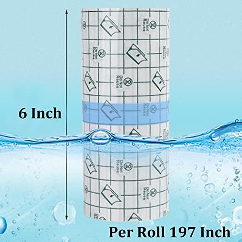 OBTANIM Transparent Waterproof Stretch Clear Adhesive Film Bandage Skin Dressing Tape for Tattoo Aftercare (6 x 197 Inch)