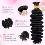 Human Braiding Hair for Boho Braids 22 Inch 110g 2 Bundles/Pack Deep Wave Boho Hair for Braiding 12A Curly Brazilian Virgin Hair Extensions No Weft Knotless Bulk Braids