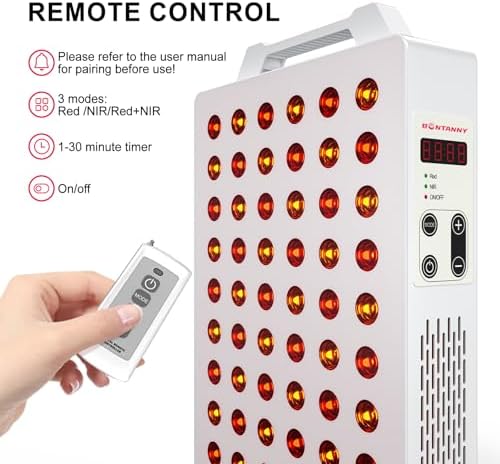 Red Light Therapy, 630nm 660nm 810nm 830nm 850nm Red Near Infrared Light Device with 60 Dual Chip Clinical Grade LEDs, Remote Control, Timer for Face, Body, Skin, Pain Relief, BO-300 (White)