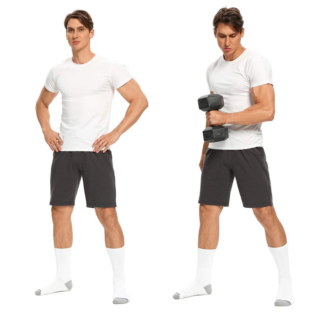 EnerWear 10 Pack Men's Cotton Moisture Wicking Heavy Cushion Crew Socks White Size 10-13 (Shoe Size 6-12)