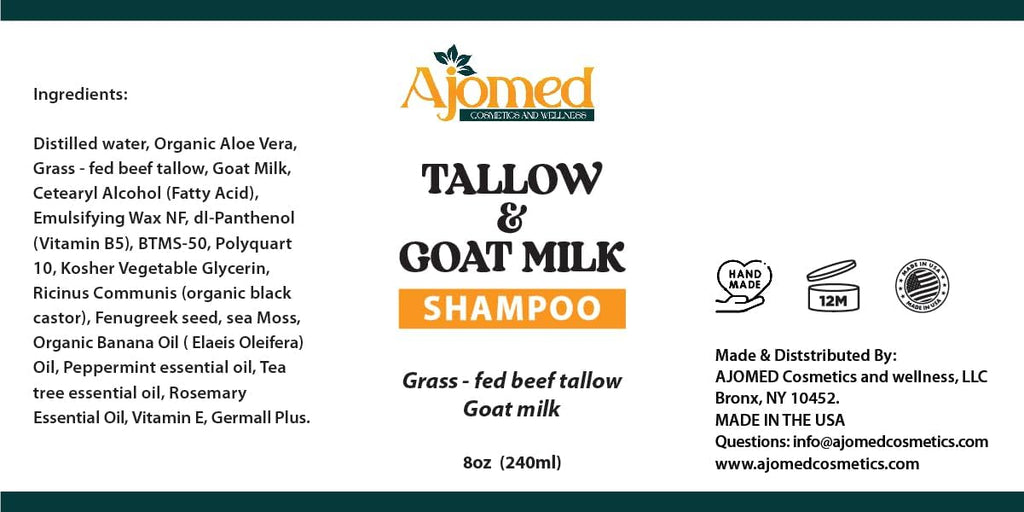 Beef Tallow & Goat Milk Shampoo and Conditioner Set - Handmade Hair Care for Thinning Relief, Sea Moss Shampoo and Conditioner, Thickening Formula for Hair Regrowth (Shampoo & Conditioner 8 Oz)