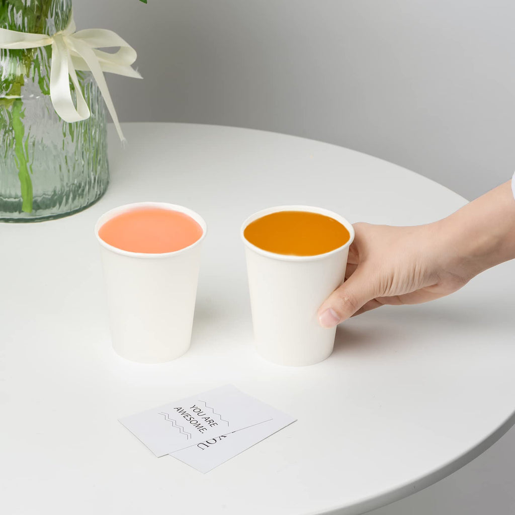 RACETOP Coffee Paper Cups 8 oz [100 pack], Disposable Coffee Cups, Hot Coffee Cups, Office (8 oz 100 pack)