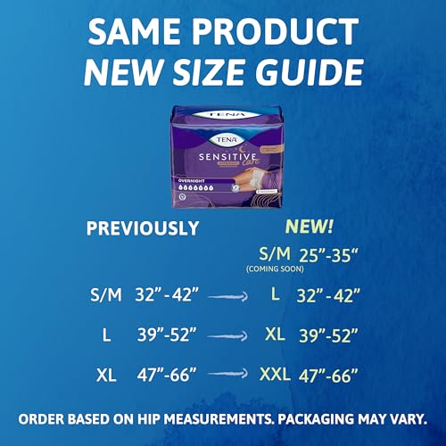 TENA Sensitive Care Overnight Incontinence Underwear for Women, Bladder Control and Postpartum, XXL, 48 Count (Waist size 47in-66in)