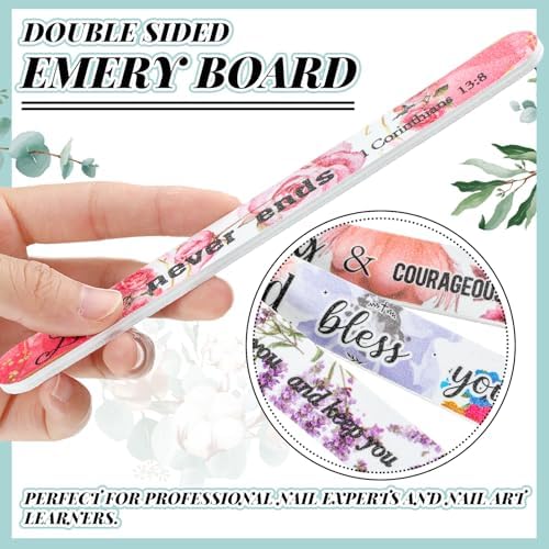 50 Pack Christian Gifts for Women Bulk Bible Verse Scripture Nail Files Floral Emery Boards Christian Religious Party Gifts Employee Appreciation Gifts for Team Staff Coworkers Teachers