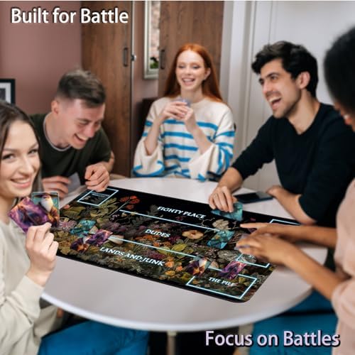 for MTG Game Playmat, for Magic TCG Rubber Play mat,Tabletop Card Playmats with Smooth Surface,Trading Card Inked Game Mat with White Zones,Battle Game,Wildflower Mushroom