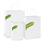 MESHA Paper Gift Bags 5.25x3.75x8 White Small Paper Bags with Handles Bulk,100 Pcs Kraft Paper Bag for Small Business,Birthday Wedding Party Favor Bag,Paper Shopping Bag