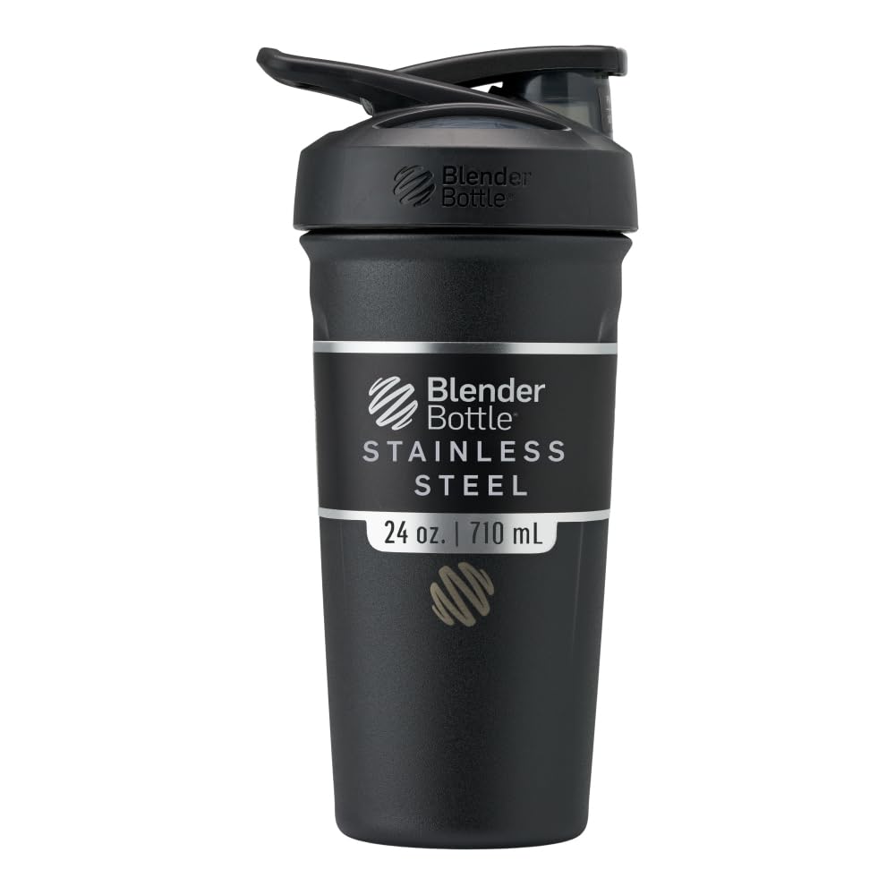 BlenderBottle Sport Twist Insulated Stainless Steel Shaker Bottle with Wire Whisk, 24-Ounce, Blue – Protein Shakes & Hydration for Athletes & Fitness Enthusiasts, Easy Mixing, Keeps Drinks Cold, Twist Cap