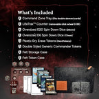 NERD GEAR Commander Essentials Kit - Ultimate Accessory for MTG Commander EDH - MTG Command Zone Tray - Health Counter - Spin Down Dice - Dry Erase Tokens (Chaos Red)