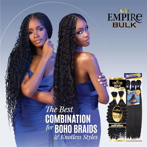 Sensationnel Empire bulk braiding – deep human hair braids for knotless boho box or curly loose wave styles (18 inch, S4/27)