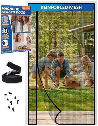 Magnetic Screen Door Left Right Side Opening Polyethylene Terephthalate Mesh Greater Than Fiberglass and Polyester Easy Install Fit Door Size