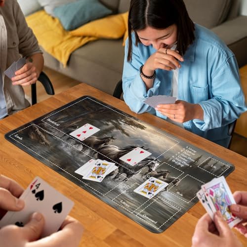 for MTG Game Playmat, for Magic TCG Rubber Play mat,Tabletop Card Playmats with Smooth Surface,Trading Card Inked Game Mat with Zones,Battle Game,Horses in River