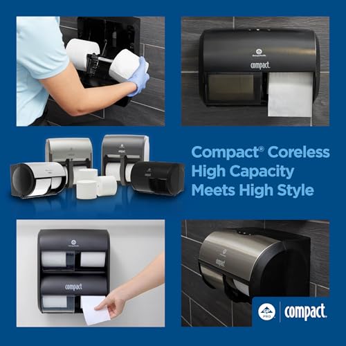 Compact Coreless 1-Ply Recycled Toilet Paper by GP PRO (Georgia-Pacific), 19374, 3,000 Sheets Per Roll, 18 Rolls Per Case
