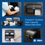 Compact Coreless 1-Ply Recycled Toilet Paper by GP PRO (Georgia-Pacific), 19374, 3,000 Sheets Per Roll, 18 Rolls Per Case