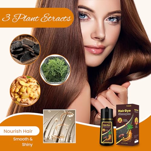 Hair Dye Shampoo 3 In 1, Dark Wine Red Hair Color Treated Shampoo Para Canas, Deep Burgundy 100% Gray Hair Coverage for Women & Men Parent, Lasts 30 Days, Easy To Use, 500ml