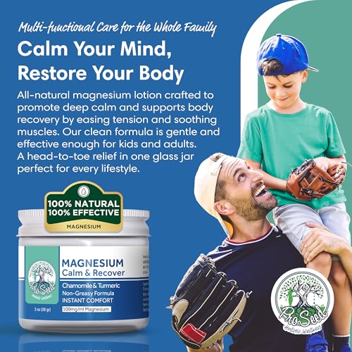 Herbal Magnesium Lotion - Magnesium Body Rub for Bedtime & Sleep - Food-Grade Ingredients - Magnesium Lotion for Kids Pregnancy, Toddlers & Mums - Moisturizes & Hydrates Legs, Feet & Body - 2oz