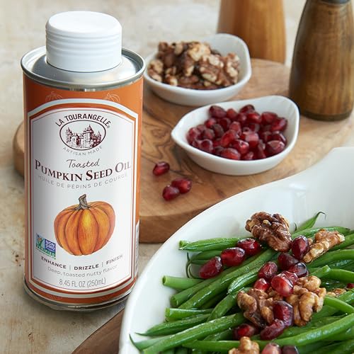La Tourangelle, Toasted Pumpkin Seed Oil, Great for Cooking, Salad Dressings, Pastas, and Spreads - Health and Beauty Oil, 8.45 fl oz