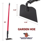 BULLY TOOLS 12-Gauge Garden Hoe for Gardening, Heavy Duty Draw Hoe for Weeding, Cultivating and Turning Soil, 58" Fiberglass Long Handle Weed Puller Tool, Garden Tools 100% Made in USA