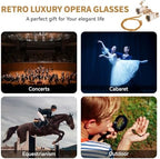3X25 Opera Glasses for Women with Adjustable Handle & Chain,BK7 Optical Lens, Vintage Compact Mini Theater Binoculars Adults Kids in Opera Musical Concert-White
