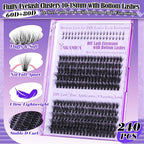 Yawamica Fluffy Lash Clusters Kit DIY Lash Extension Kit with Bottom Lashes Wispy Cluster Eyelash Extension 10-18MM 60D+80D Individual Lashes Kit with Lash Bond and Seal and Applicator for Beginners