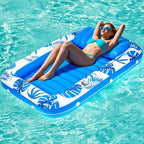 Pool Floats Inflatable Tanning Pool Lounger Float, 71" x 48" Large Pool Floats Adult with Pillow & Drink Holder,Sunbathing Water Lounge Floaties Tub Raft for Lake, Backyard, Beach Pool Party