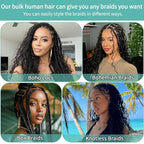 Human Braiding Hair for Boho Braids Human Hair 110g 24 Inch Curly Boho Hair for Braiding Knotless 12A Deep Wave Bohemian 3 Bundles/Pack Caramel Honey Blonde