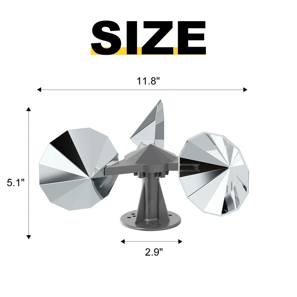 OFFO 3 PCS Bird Scare Reflective Device, Bird Reflector with Plastic Base for Outside, Keep Pigeon Woodpeckers and Sparrows Away for Outdoor Boats Roofs Gardens