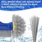 POOLAZA Premium Pool Brush with Round Ends - 12.5'' Head for Pool Walls, Tiles & Spa, High-Efficiency Scrub Brush