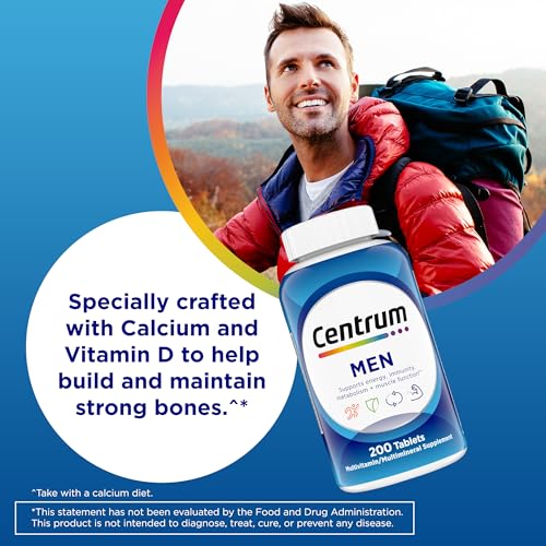 Centrum Multivitamin for Men, Multivitamin/Multimineral Supplement with Vitamin D3, B Vitamins and Antioxidants, Gluten Free, Non-GMO Ingredients -Tablet 200 Count
