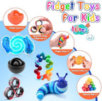 Cevioce 10Pcs Fidget Toys Adults Pack,Stocking Stuffers for Teens Boys Girls,Autism Sensory Toys with Fidget Spinner Slug Magnetic Rings,Squishy Fidget Toys ADHD Stress Relief,Party Favor for Kid-BO