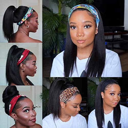 TNICE Headband Wig Human Hair Straight 20 Inch Brazilian Virgin Human Hair Headband Wigs for Black Women Glueless None Lace Front Human Hair Wigs Straight Headband Wigs Natural Color 150% Density