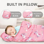Primlect Thickened Toddler Nap Mat with Removable Pillow and Minky Blanket, Extra Large 55''x35'' Sleeping Bag, Washable, Roll up, Perfect for Daycare, Preschool, Kindergarten, Boys and Girls Unicorn